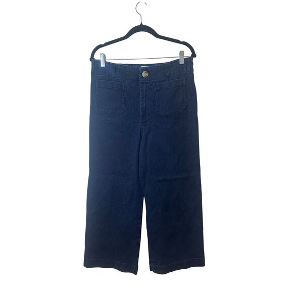 Maeve The Colette Crop High Rise Wide Leg Jeans Sz 31 Dark Wash Sparkle - Picture 2 of 6